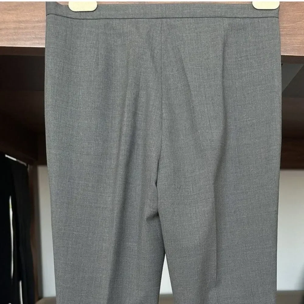 Jil Sander Grey Virgin Wool Tailored Trousers size US 4 Ankle Front Hem Slit